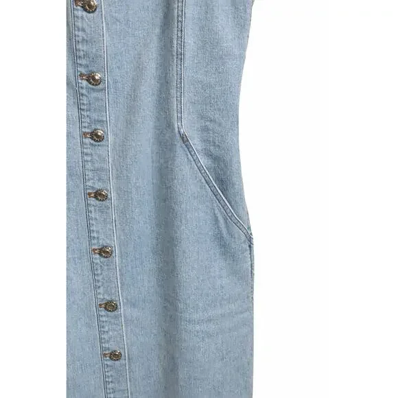 Club Monaco Denim Button Front Midi Dress Indigo Blue Size 10 NWT $249 Retail - Picture 7 of 11